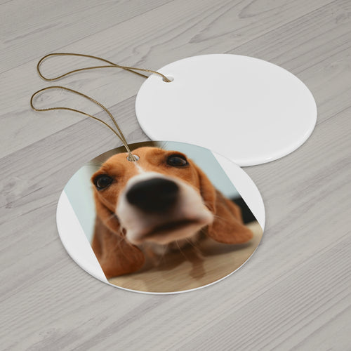 Custom Pet Photo Ceramic Ornament – Circle